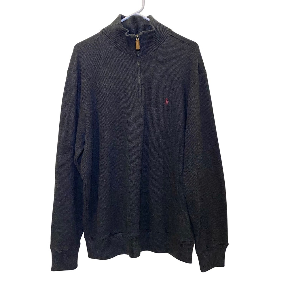 Polo Ralph Lauren Men's Gray Pima Cotton Quarter Zip Sweater Sz L Elbow Patches - Picture 15 of 15